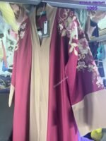 Maroon Front Open Abaya Borka with Beautiful Floral Embroidery - Image 3