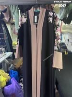 Stylish Black Abaya with Rose Embroidery - Image 2