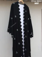 Premium Black Abaya with Floral Embroidery