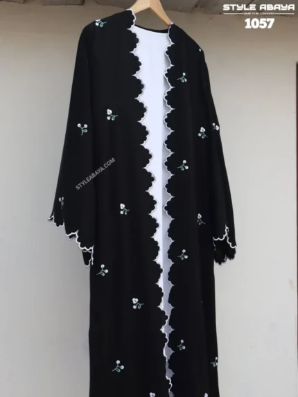 Premium Black Abaya with Floral Embroidery