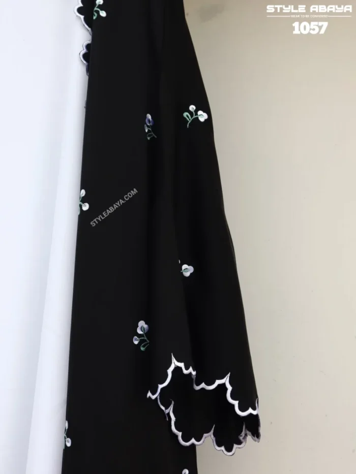 Premium Black Abaya with Floral Embroidery - Image 3