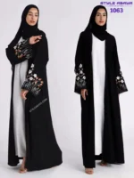 Premium Black Abaya with Beautiful Floral Embroidery - Image 2
