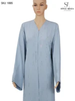 Light Blue Abaya with Silver Embellishments and Stone Work