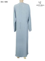 Light Blue Abaya with Silver Embellishments and Stone Work - Image 3