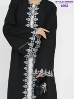 Luxury Black Abaya with Beautiful Floral Embroidery - Image 3