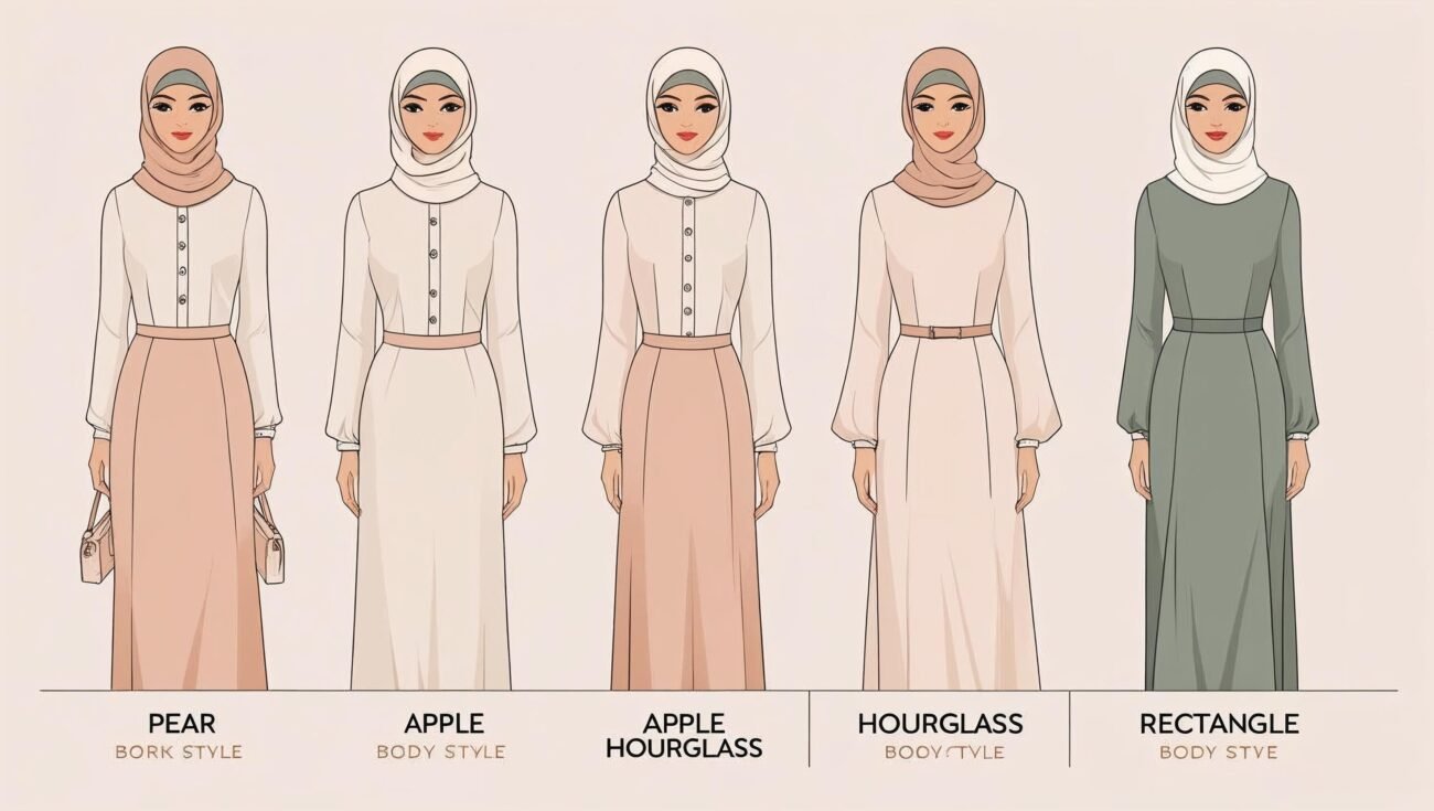 Visual chart showing Borka style recommendations for different female body shapes